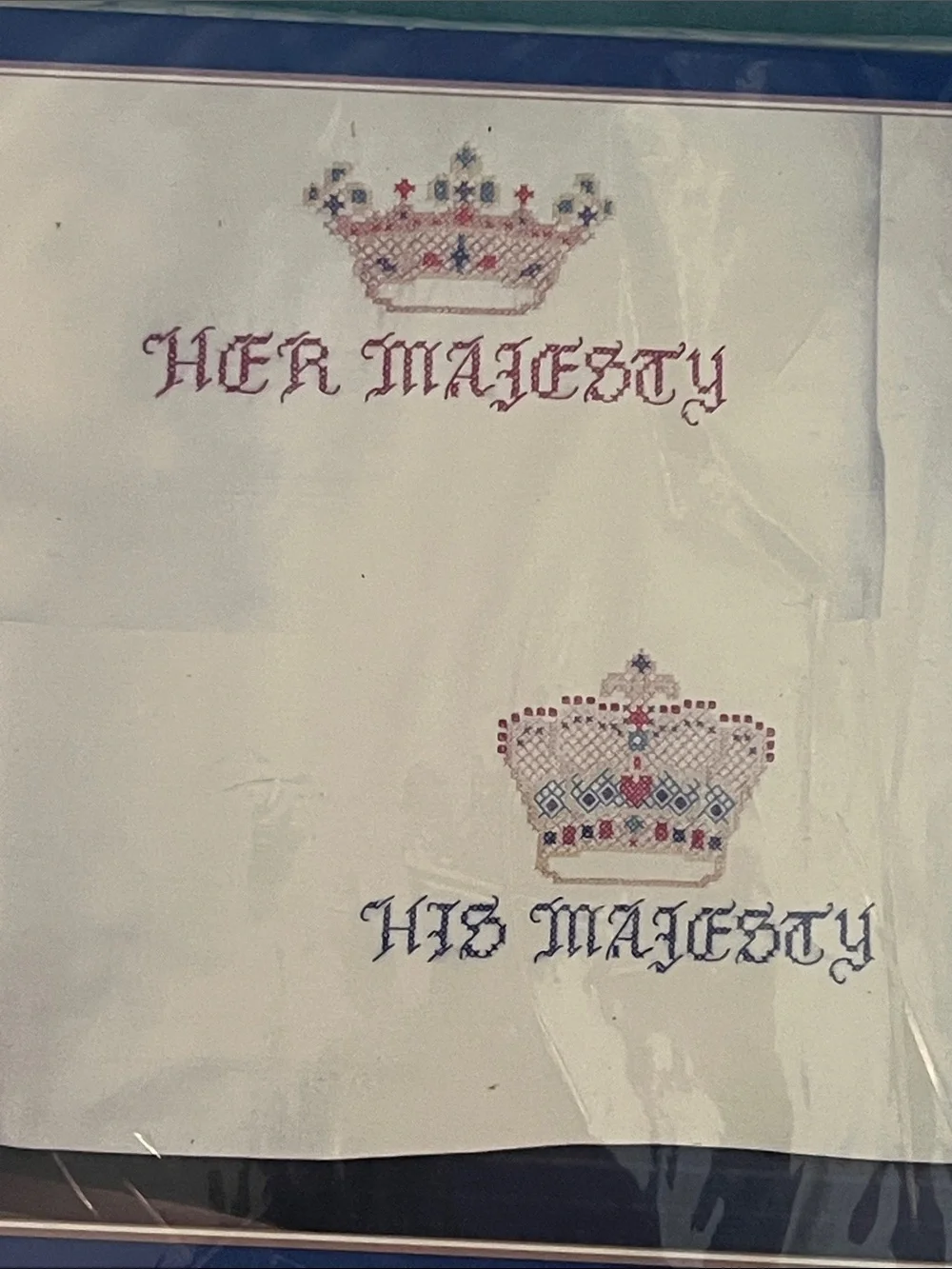 Vintage Bucilla Stamped Pillowcase Pair 64090 His & Her Majesty Crown NIP